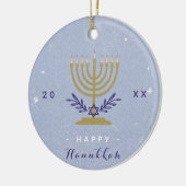 Elegant Menorah Happy Hanukkah Year Chrismukkah Keramisch Ornament (Links)