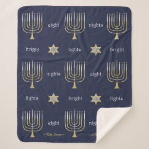 Elegant Menorahs Sherpa Hanukkah Blanket/Medium Deken