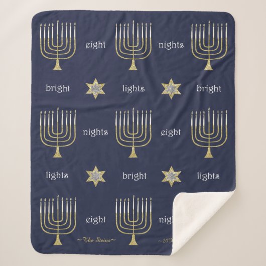 Elegant Menorahs Sherpa Hanukkah Blanket/Medium Deken (Voorkant)