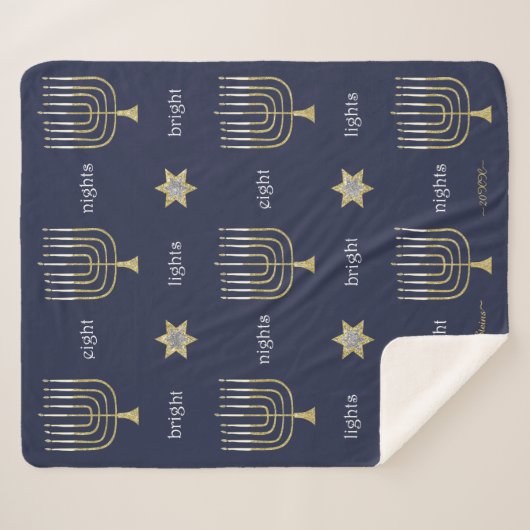 Elegant Menorahs Sherpa Hanukkah Blanket/Medium Sherpa Deken (Voorkant (horizontaal))