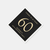 Elegant Mens Black Gold 60th Birthday Party Servet (Hoek)