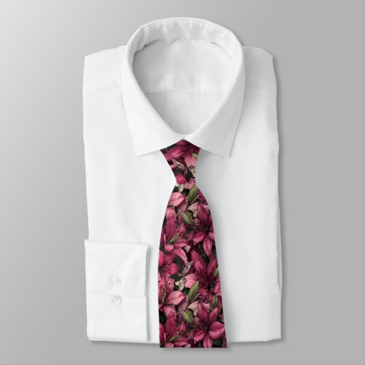 Elegant Menswear Ties Lilies Floral Stropdas (Gebonden)