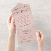 Elegant Menu Choice Blush Wedding Reception All In One Uitnodiging (Afscheurbaar)