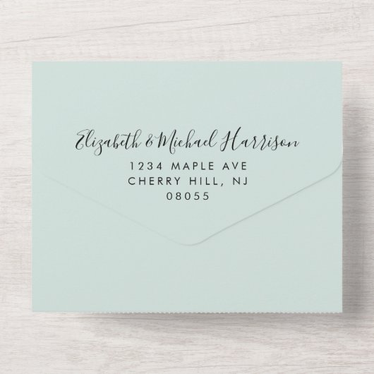 Elegant Menu Choice Mint Wedding Reception All In One Uitnodiging (Achterkant)