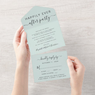 Elegant Menu Choice Mint Wedding Reception All In One Uitnodiging