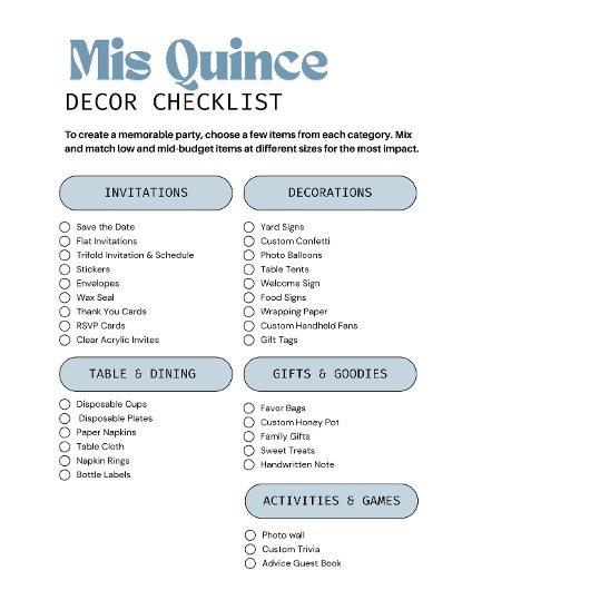 Elegant Menu - Lichtblauwe Vlinder Quinceañera