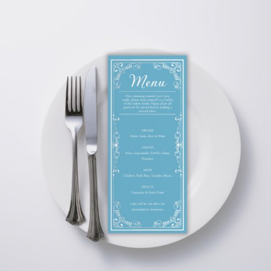 Elegant Menu - Lichtblauwe Vlinder Quinceañera