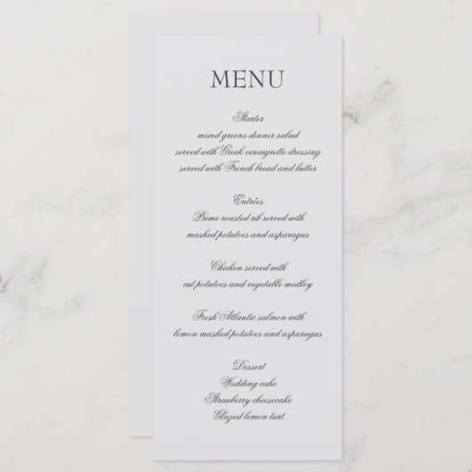 Elegant menu met geschreven tekst (Voorkant / Achterkant)