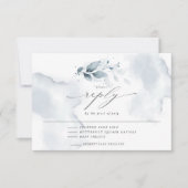 Elegant Menu RSVP Waterverf Foliage Dusty Blue (Voorkant)