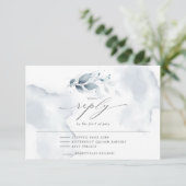 Elegant Menu RSVP Waterverf Foliage Dusty Blue (Staand voorkant)