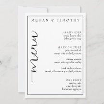 Elegant menu voor bruiloft