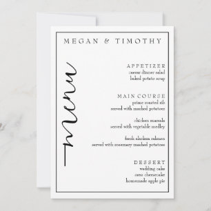 Elegant menu voor bruiloft kaart