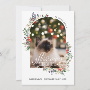Elegant Meowy kerstfoto Kat Pet Holiday Card Kaart