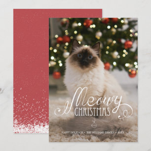 Elegant Meowy kerstfoto Kat Pet Holiday Card Kaart