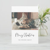 Elegant Meowy Kerstkat foto Feestdagenkaart (Staand voorkant)
