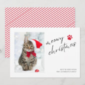 Elegant Meowy Kerstkattenfoto Kerst Feestdagenkaart (Voorkant / Achterkant)