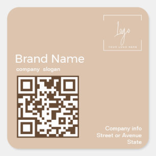 Elegant Merk met Logo & Qr-Codeetiket Vierkante Sticker