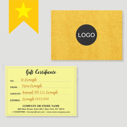 Elegant merklogo, luxe gouden cadeaubon
