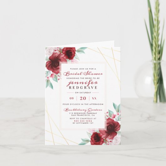 Elegant Merlot Glam Rozen Floral Vrijgezellenfeest (Voorkant)