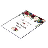 Elegant Merlot Navy Blue Floral Wedding Planner Notitieboek (Linkerzijde)