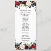 Elegant Merlot Navy Blue Floral Wedding Programme Programmakaart (Achterkant)