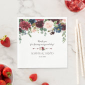 Elegant Merlot Navy Blue Floral Wedding Servet (Insitu)