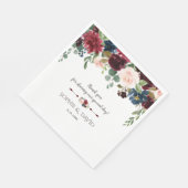 Elegant Merlot Navy Blue Floral Wedding Servet (Hoek)