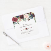 Elegant Merlot Navy Blue Floral Wedding Vierkante Sticker (Envelop)
