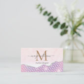Elegant Mermaid Edges Pink Glitter Agate Contactkaartje (Staand voorkant)