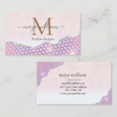 Elegant Mermaid Edges Pink Glitter Agate Contactkaartje (Voorkant / Achterkant)