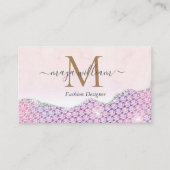 Elegant Mermaid Edges Pink Glitter Agate Contactkaartje (Voorkant)