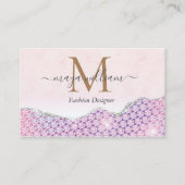 Elegant Mermaid Edges Pink Glitter Agate Visitekaartje (Voorkant)