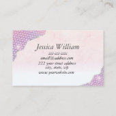 Elegant Mermaid Edges Pink Glitter Agate Visitekaartje (Achterkant)
