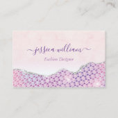 Elegant Mermaid Edges Pink Glitter Agate Visitekaartje (Voorkant)