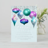 Elegant Mermaid Ornament kerstfeest Folie Uitnodiging (Staand Voorkant)