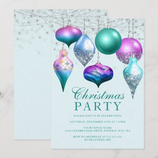 Elegant Mermaid Ornament kerstfeest Kaart (Voorkant / Achterkant)