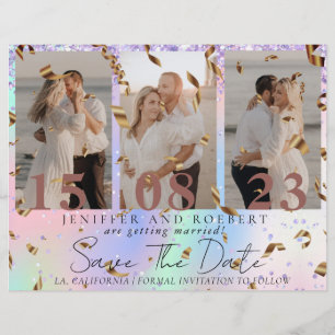 Elegant Mermaid Photo Collage Save the Date Kaart