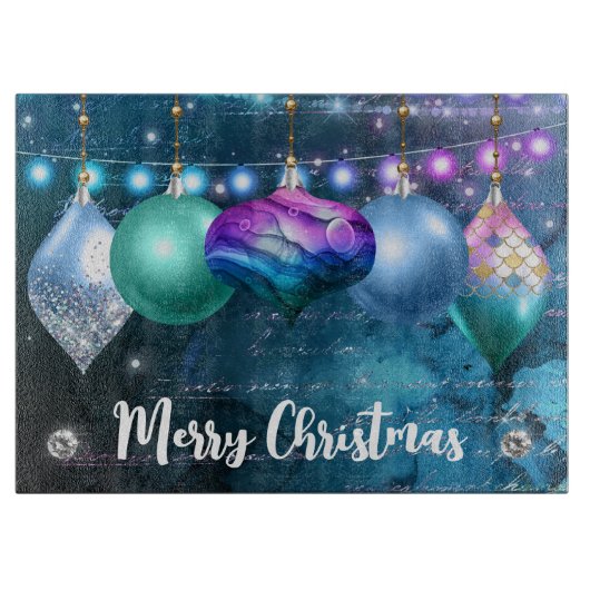 Elegant Mermaid Winter Baubles Kerstmis Snijplank (Voorkant)