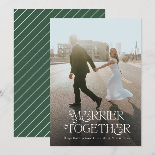 Elegant Merrier, gezins- of Pas getrouwd-gehoorapp Feestdagenkaart (Voorkant / Achterkant)