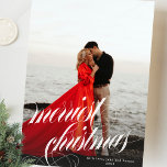 Elegant Merriest Christmas Kalligrafie Een foto Feestdagenkaart<br><div class="desc">💌 Deel de liefde en spreid feestvreugde met mijn zorgvuldig vervaardigde wenskaart. Deze kaart is een canvas voor uw vakantiewensen aan vrienden, familie en hogescholen. Ik sierde de boeiende design en dit bepaalde mijn hele vakantie collectie. Ik hoop dat je net zoveel van de kaarten en het collectie houdt als...</div>