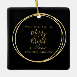 Elegant Merry and Bright Family Name Christmas Keramisch Ornament