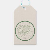 Elegant Merry and Bright script vakantie op maat Cadeaulabel (Voorkant)