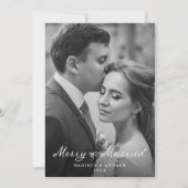 Elegant Merry and Married Bow Pas getrouwd Foto Feestdagenkaart (Voorkant)