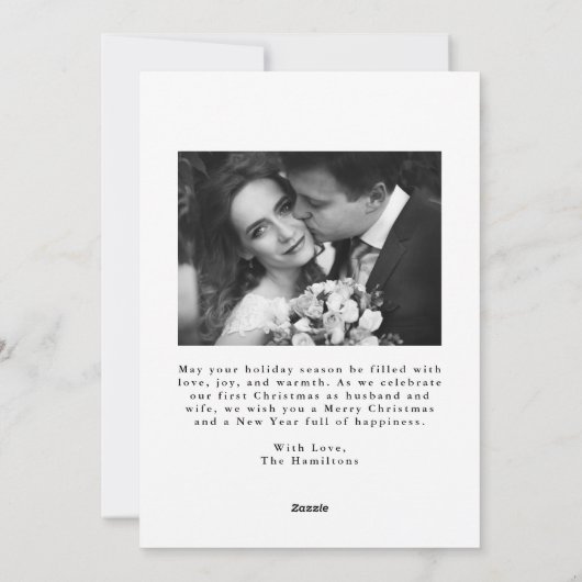 Elegant Merry and Married Bow Pas getrouwd Foto Feestdagenkaart (Achterkant)