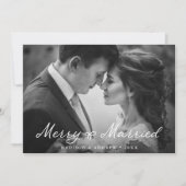 Elegant Merry and Married Bow Pas getrouwd Foto Feestdagenkaart (Voorkant)