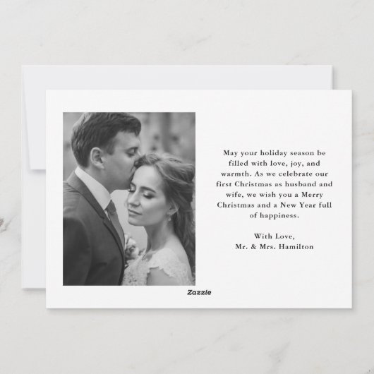 Elegant Merry and Married Bow Pas getrouwd Foto Feestdagenkaart (Achterkant)