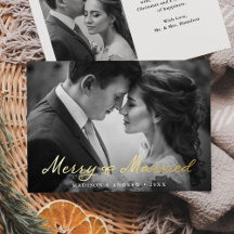 Elegant Merry and Married Bow Pas getrouwd Foto