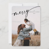 Elegant Merry Black Typographic Script Feestdagenkaart (Voorkant)