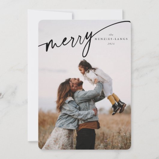 Elegant Merry Black Typographic Script Feestdagenkaart (Voorkant)