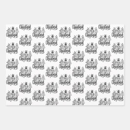 Elegant Merry Black White cadeau Inpakpapier Vel